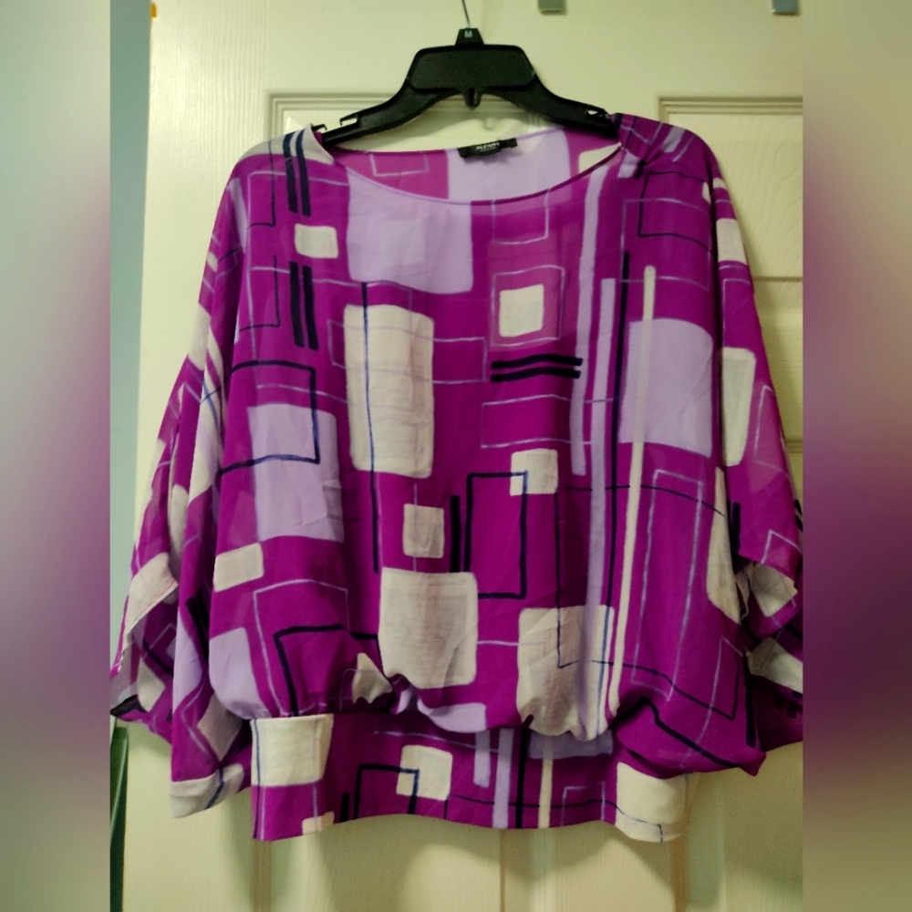 ALFANI TOP BLOUSE PURPLE GRAY LILIAC COLOR SIZE S/M PETITE